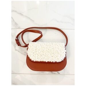 GEDEBE Leather Shearling Saddle Crossbody Bag